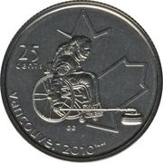 25 Cents - Elizabeth II Wheelchair Curling; Mule, Canada, 2007 reverse image