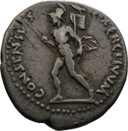 Denarius - Vitellius CONSENSVS EXERCITVVM; Mars, Rome, 69 reverse image