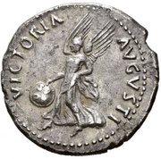 Denarius - Vitellius VICTORIA AVGVSTI; Victory, Rome, 69 reverse image