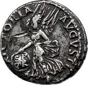 Denarius - Vitellius VICTORIA AVGVSTI; Victory, Rome, 69 reverse image
