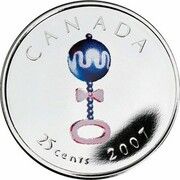 25 Cents - Elizabeth II Baby rattle, Canada, 2007 reverse image