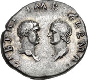 Denarius - Vitellius, Aulus Vitellius Germanicus, and Vitellia LIBERI IMP GERMAN, Rome, 69 reverse image