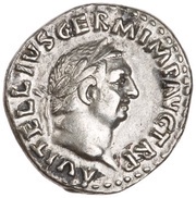 Denarius - Vitellius, Aulus Vitellius Germanicus, and Vitellia LIBERI IMP GERM AVG obverse image