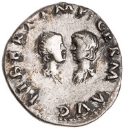 Denarius - Vitellius, Aulus Vitellius Germanicus, and Vitellia LIBERI IMP GERM AVG, Rome, 69 reverse image