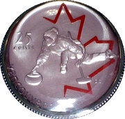 25 Cents - Elizabeth II Curling; colored, Canada, 2007 reverse image