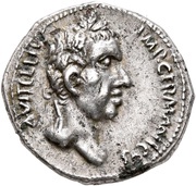 Denarius - Vitellius I O MAX CAPITOLINVS; Jupiter obverse image