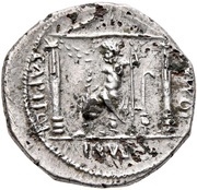 Denarius - Vitellius I O MAX CAPITOLINVS; Jupiter, Rome, 69 reverse image
