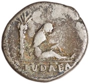 Denarius - Vespasian IVDAEA; Judaea, Rome, 69-70 reverse image