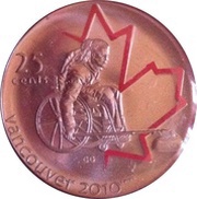 25 Cents - Elizabeth II Wheelchair Curling; colored, Canada, 2007 reverse image