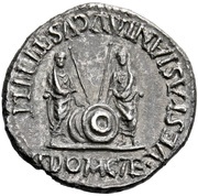Denarius - Vespasian, Titus, and Domitian T DOM CAE VESPASIANI AVGVSTI FILI, Rome, 69-70 reverse image