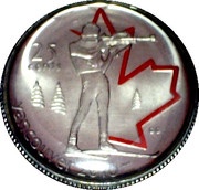 25 Cents - Elizabeth II Biathlon; colored, Canada, 2007 reverse image