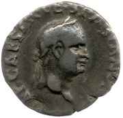 Denarius - Vespasian ROMA PERPETVA; Roma and Victory obverse image