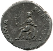 Denarius - Vespasian ROMA PERPETVA; Roma and Victory, Rome, 69-70 reverse image