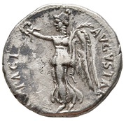 Denarius - Vespasian PACI AVGVSTAE; Victory, Rome, 69-70 reverse image
