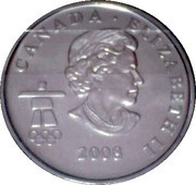 25 Cents - Elizabeth II Alpine Skiing; colored obverse image