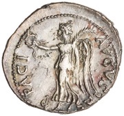 Denarius - Vespasian PACI AVGVSTAE; Victory, Rome, 69-70 reverse image