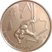 25 Cents - Elizabeth II Freestyle skiing, Canada, 2008 reverse image