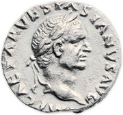 Denarius - Vespasian COS ITER TR POT; Pax obverse image