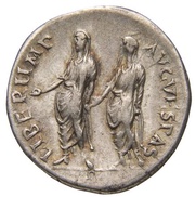 Denarius - Vespasian, Titus, and Domitian LIBERI IMP AVG VESPAS, Rome, 70 reverse image