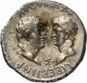 Denarius - Vespasian, Titus, and Domitian LIBERI IMP AVG VESPAS, Rome, 70 reverse image