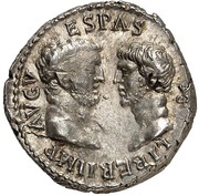 Denarius - Vespasian, Titus, and Domitian LIBERI IMP AVG VESPAS, Rome, 70 reverse image