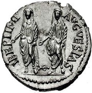 Denarius - Vespasian, Titus, and Domitian LIBERI IMP AVG VESPAS, Rome, 70 reverse image