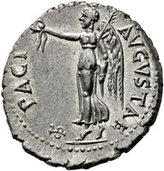 Denarius - Vespasian PACI AVGVSTAE; Victory, Rome, 70 reverse image