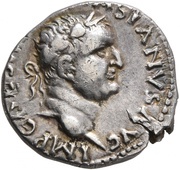 Denarius - Vespasian VIRTVS AVGVST; Virtus obverse image
