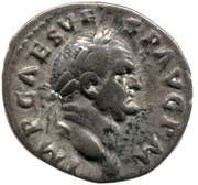 Denarius - Vespasian TRI POT II COS III P P; Mars obverse image