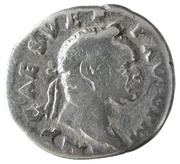 Denarius - Vespasian TRI POT II COS III P P; Pax obverse image