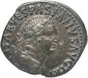 Denarius - Vespasian S P Q R OB C S obverse image