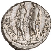 Denarius - Vespasian, Titus, and Domitian LIBERI IMP AVG VESPAS, Rome, 71 reverse image