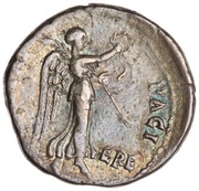 Denarius - Vespasian PACI AVGVSTAE; Victory, Rome, 71 reverse image
