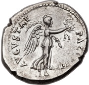 Denarius - Titus PACI AVGVSTAE; Victory, Rome, 71 reverse image