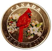 25 Cents - Elizabeth II Northern Cardinal reverse image