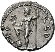 Denarius - Titus NEP RED; Neptune, Rome, 72-73 reverse image