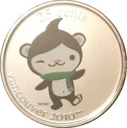 25 Cents - Elizabeth II Miga; Colored, Canada, 2008 reverse image