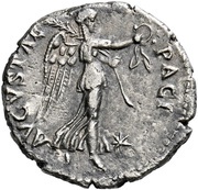 Denarius - Vespasian PACI AVGVSTAE; Victory, Rome, 73 reverse image