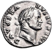 Denarius - Vespasian PON MAX TR P COS V obverse image