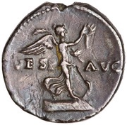 Denarius - Vespasian VESP AVG; Victory, Rome, 74 reverse image
