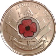 25 Cents - Elizabeth II Armistice Day, Canada, 2008 reverse image