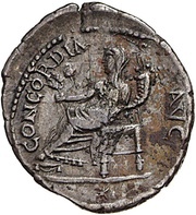 Denarius - Vespasian CONCORDIA AVG; Ceres, Rome, 74 reverse image
