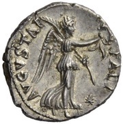 Denarius - Vespasian PACI AVGVSTAE; Victory, star, Rome, 74 reverse image