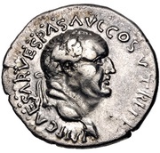 Denarius - Vespasian PACI AVGVSTAE; Victory obverse image