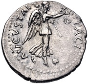 Denarius - Vespasian PACI AVGVSTAE; Victory, Rome, 74 reverse image