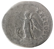 Denarius - Vespasian PON MAX TR P COS VI; Victory, Rome, 75 reverse image