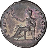 Denarius - Vespasian PONTIF TR P COS IIII; Pax, Rome, 75 reverse image