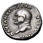 Denarius - Vespasian PON MAX TR P COS VII; Pax obverse image
