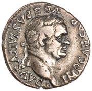 Denarius - Vespasian PON MAX TR P COS VII obverse image