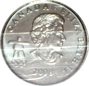 25 Cents - Elizabeth II Bobsleigh; colored obverse image